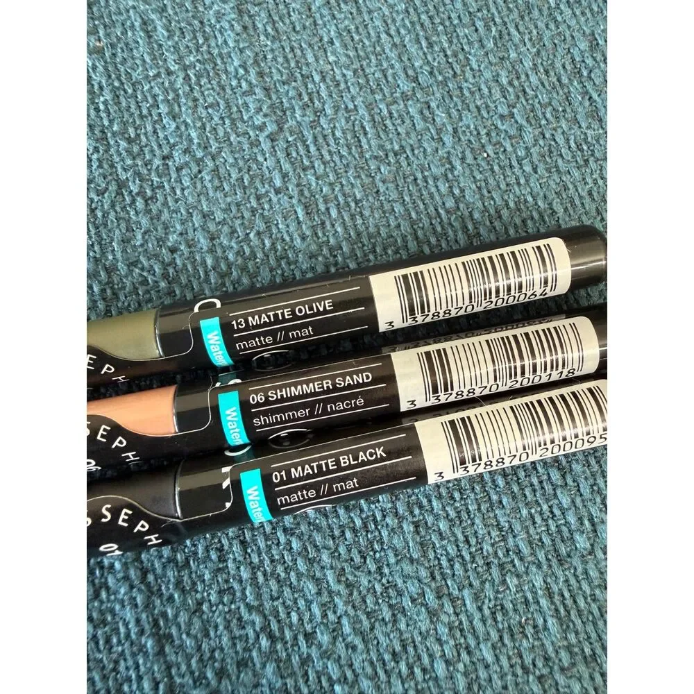 Sephora Collection Waterproof Retractable Eyeliner 3 pc Black Olive Champagne